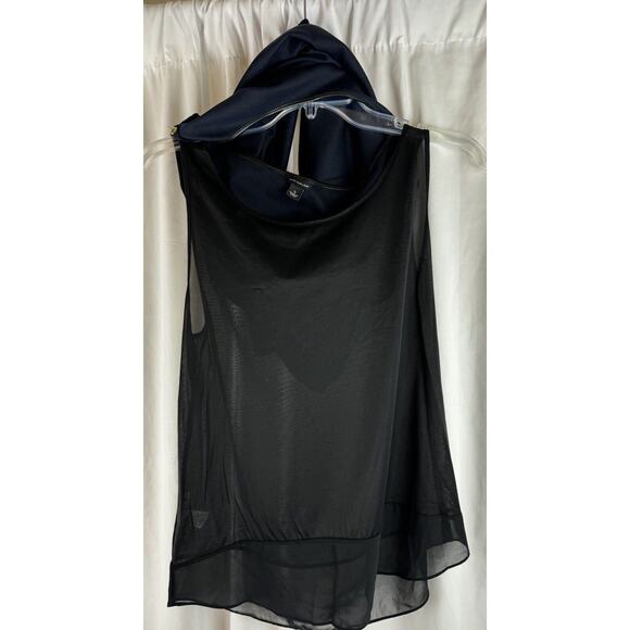 Ann Taylor Tunic Faux Leather Trim, Blue & Black, Sz: S, 55-16 - Picture 8 of 15